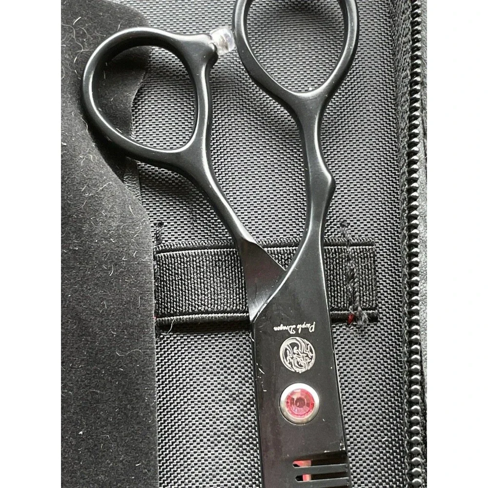 Purple Dragon Dog Grooming Kit 7.0” Left Hand Stainless Curved Scissors 5 Pcs.